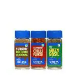 CRISTA Basic Italian Spices Combo Pack| Chilli Flakes x 1, 30 gms| Basil x 1, 15 gms| Oregano Seasoning x 1, 50 gms| Pack of 3