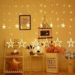DORLANK Decorative Star Curtain LED Lights for Diwali (2.5 mtr, 138 LED, 6+6 Star), Curtain String Lights with 8 Flashing Modes, Decoration for Christmas, Wedding, Party, Warm White