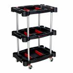MAF THREE LAYER TROLLEY RED Table Stand with 3 Racks, Multipurpose Use
