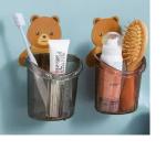 QinPin TEDDY PANDA TOOTH BRUSH HOLDER Plastic Toothbrush Holder (Multicolor, Wall Mount)(Pack of 2)