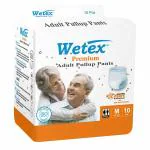 Wetex Unisex Premium Adult Pull-up Diapers Pants 10 Pcs Non-woven Fabric High Absorbent Comfortable Underwear (Medium, Pack of 1)
