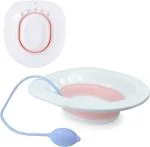 FRENYEAR Sitz Bath Toilet Seat with Flusher | Folding Sitz Bath Tub for Pregnant Women | Postpartum Care, Hemorrhoids Recovery, Vaginal | Anal Inflammation Treatment -Portable Perineal Soaking Basin
