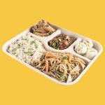 VIK 4 Compartment Sugarcane Bagasse Disposable Plates (Pack of 100), 12 x 10 Inches, Section Partition Meal Tray, Party Disposal Thali Biodegradable, Brown