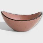 Claymistry Ceramic Nude Brown Boat Shaped Bowl, Set of 1 | 15cm * 12cm * 7cm | Glossy Finish | Dishwasher, Oven & Microwave Safe | Salad, Pasta, Fruit, Soup, Dessert Bowl | Premium Kitchen Crockery