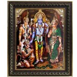 pujaNpujari Lord Ram Darbar / Ram Family Gold Photo Frame for Wall Hangings and Pooja Room Religious Frame