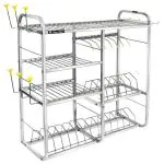 OSE 4 Shelf 24 Inch Stainless Steel Wall Mount Kitchen Utensils Rack | Dish Rack With Plate & Cutlery Stand | Modular Kitchen Storage Rack | Kitchen Shelves Organizer Storage Rack (24X24) 24