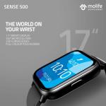 Molife MO-SW-SENSE-500 Bluetooth Calling 43 mm Black Band Smartwatch For Men and Women