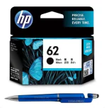 HP 62 Black Original Ink Cartridge With ITGLOBAL 3in1 Multi-Function Pen