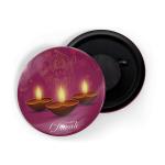 Dhcrafts Pink Metal Diwali D3 Printed Fridge Magnet, 5.8 Cm