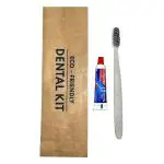 IMVELO GREEN YOUR HYGIENE Dental Kit | Wheat Straw Toothbrush with Toothpaste| Charcoal Activated Wooden Toothbrush for Hotels & Hospitals