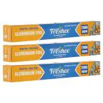 Freshee Pack of 3 x 7 Meter Aluminium Silver Foil Roll, 21000sqcm 11 Micron Thick Disposable Foil Paper for Kitchen Food Wrapping, Parcel