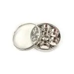 Sowbaghya Stainless Steel Masala (Spice) Box/ Dabba/ Organiser / Anjarai Petti with 7 Containers and Spoon (Small | 17 cm dia) | Stainless Steel Spice Box Masala Dabba Dani Anjarai Petti for Kitchen Storage Organiser.