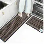 ROUSN Kitchen Floor mat with Doormat 100 % Cotton Hand Loom Rib Rugs (Brown Silk)