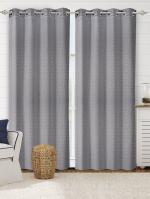 Saral Home Grey Cotton Yarn Blackout Set of 2 Door Curtains (4X7 Feet)