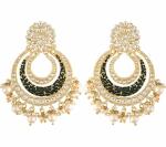 Gyaan Jewels Handmade Gold Plated Chandbali Earring Black (Women and Girls)