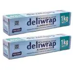 KCOFOIL Deliwrap Food Grade Aluminium Foil 1kg Net|18micron| Food Wrapping, Packing, Grilling, Storing and Serving(Pack of 2)
