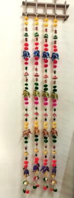 Manavsi Hasthshilp L-2024101 Multicolor Elephant Hanging Set/ Latkan For Doors /pooja temple ( Four Pcs)
