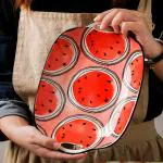 Leeonz Ceramic Baking Dishes, Porcelain Gratin Dishes Bakeware Set, Baking Dish for Cooking, Dinner, Kitchen, Banquet and Daily Use (Printed Watermelon - Pack of 1)