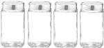 JIGSHTIAL BPA Free and Air Tight Silver Glass Grocery Container Jar with Lid 1000 ml (pack of 4)