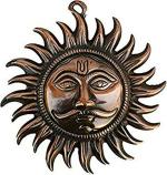 Jag Mohan Yogesh Wall Hanging Lord Surya/Sun/Suraj Face In Gun Metal Copper Colour God Idol