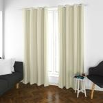 Parda Online Off White Blackout Fabric Solid Eyelet Window and Door Single Curtain 9ft, (Pack of 1)