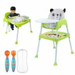 Safe-o-kid 5 In 1 Convertible High Chair Booster, Combo, Feeding High Chair With Adjustable Tray And A Table And Soft Cushion And A Training Spoon Set With Box For Baby (Newly Launched), Green Pack of 1