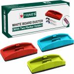 YAJNAS Non Magnetic Whiteboard Duster | Dry Erase Whiteboard Eraser for Erasing White Board Marker or Chalkboard Writing - (Pack of 3, Multicolor) Dusters (Set of: 3, Multicolor)
