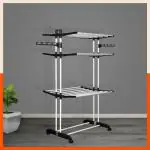 Bathla Mobidry Terra 3 Level Steel Modular Cloth Drying Stand (Black - Large)