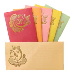 Alvika - Pack of 75 Matellic 3 Colours of 25 Each Randomly Picked Colourful Designer Shagun Lifafa/Money Gift Envelope with Golden Ganesha for Gifting Money on any occasion