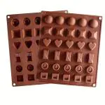 BAKEMO Silicone Chocolate Mould 30 Cavity 6 Different Assorted Shape Mould Candy Mold Baking Tools for Cake Chocolate Jell-O Pack of 1