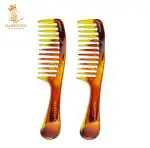 Majestique Wide Tooth Comb Perfectly Designed for Curly Hair,Long Hair,Wet Hair,Detangling Comb, Paddle Hair Comb - 2Pcs