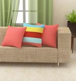 Yellow Weaves Cotton Canvas Decorative Cushion Covers (16 X 16 Inches), Set of 3 - Multi Colour