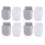 Carliber Grey And White Plastic Wall Mounted Storage Box Remote Storage Organizer Case For Air Conditioner, Tv And Mobile Pack Of 8