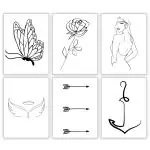 SIMPLY INKED Minimal Temporary Tattoo Pack of 6 , Designer Tattoo for all (Minimal Tattoo Pack)