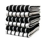 Pixel Home Decor Black, White Cotton Multi-Purpose Kitchen Dish Cloth (Pack Of 6)