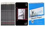 Wynhard Drawing Pencils Sketching Kit Sketch Pencils Set for Artists Sketch Kit Graphite Pencil Set HB Pencil Shading Pencils Shading Pencils Set Pencil Set Artist Pencil Set Sketching Kit 12 Pcs