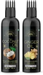 Desi Crew Virgin Coconut and Ginger Oil for Skin, Body and Hair Care 100 ml Each