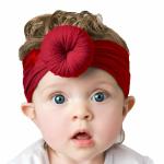 SYGA Baby Girls Cotton Turban Wrap Headbands Hairbands Hair Accessories Soft Ball Headband Elastic Newborn Infant Toddlers Kids 0-3 Years (Wine Red)