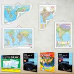 GOWOO India POLITICAL - MAP PRACTICE BOOK, WORLD POLITICAL - MAP PRACTICE BOOK, SMALL CUT & DRAW OUTLINE MAPS POLITICAL & PHYSICAL, 2 IN 1 India POLITICAL AND PHYSICAL MAP IN HINDI AND MORE