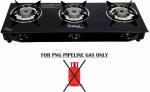 Sigriwala 3B PNG/CNG Compatible Black Glass Manual Gas Stove (3 Burners)