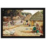 ArtX Multicolor Village Scene Nature Wall Art Painting 13 X 19 Inch