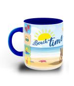 Whats Your Kick Beach Time With Sun Design Printed Dark Blue Coffee Mug 325 ML