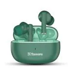 TP TROOPS 7259 Buds Truly Wireless Earbuds with 28H of Playtime, Quad Mic with ENC, Instacharge, 10mm Driver,Low Latency, BT v5.0 (GREEN)