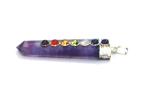 Astroghar 7 Chakra Flat Amethyst Base Metal Stone Pendant For Men And Women