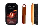 Sheppits Premium Shoe Shiner, Wooden Shoe Brush & Shoe Horn (Maroon) Combo | Shoe Care Kit
