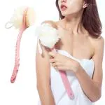GRIDLAB 2 IN 1 loofah with handle, Bath Brush, back scrubber, for women, Bath Brush with Soft Comfortable Bristles And Loofah with handle, shower Brush & Loofah Body Back Scrubber, Double Sided Bath Brush Scrubber, Body Brush