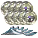 Stainless Steel Halwa Plate/Dessert Plate for Snacks/Dry Fruits/ Sweet/Halwa with spoon set