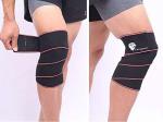 LEOSPORTZ Knee Straps for Squats (1 Pair) - Knee Band Compression Sleeves for Gym Workout | Elastic Knee Wraps Band for Knee Pain Relieve | Knee Support for Men Women Workout | (Black-Red, 87Inch)