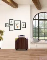 ZIYKO Queen Wooden Battery Trolley with Battery Tray | Inverter Battery Trolley | Wooden Invertor Trolley for Battery, Inverter, ups Box for Home and Office |Queen Inverter Battery Trolley (Choco Oak)