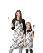 Oasis Cotton Printed Parent and Kid Apron Combo Set - Gold Leaf - 1 Adult Apron & 1 Kid Apron